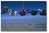 Jumpin' with the Jones' ... Bill & Kay Jones are joined in a freefall by their 'kids' Jeff, Marty, BK, Sherry & Shelly (the twins), and Christa.